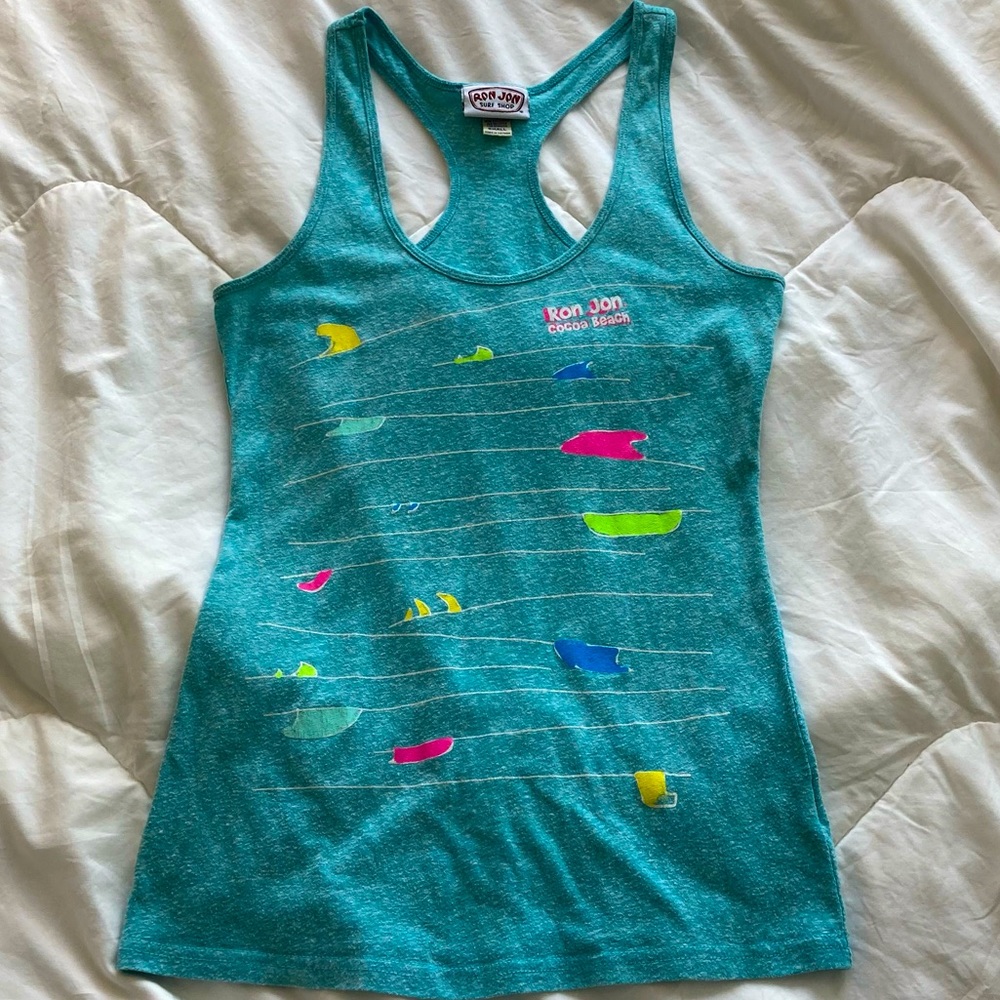 Ron Jon Shark Racerback Tank Top Blue